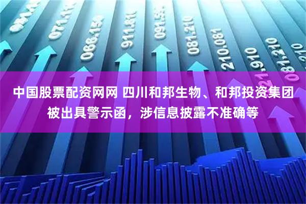 中国股票配资网网 四川和邦生物、和邦投资集团被出具警示函，涉信息披露不准确等